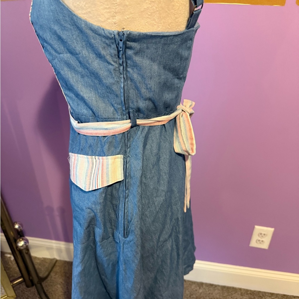 Modcloth Happiness and Cheers A-Line Chambray Stripe Sundress - Picture 5 of 6